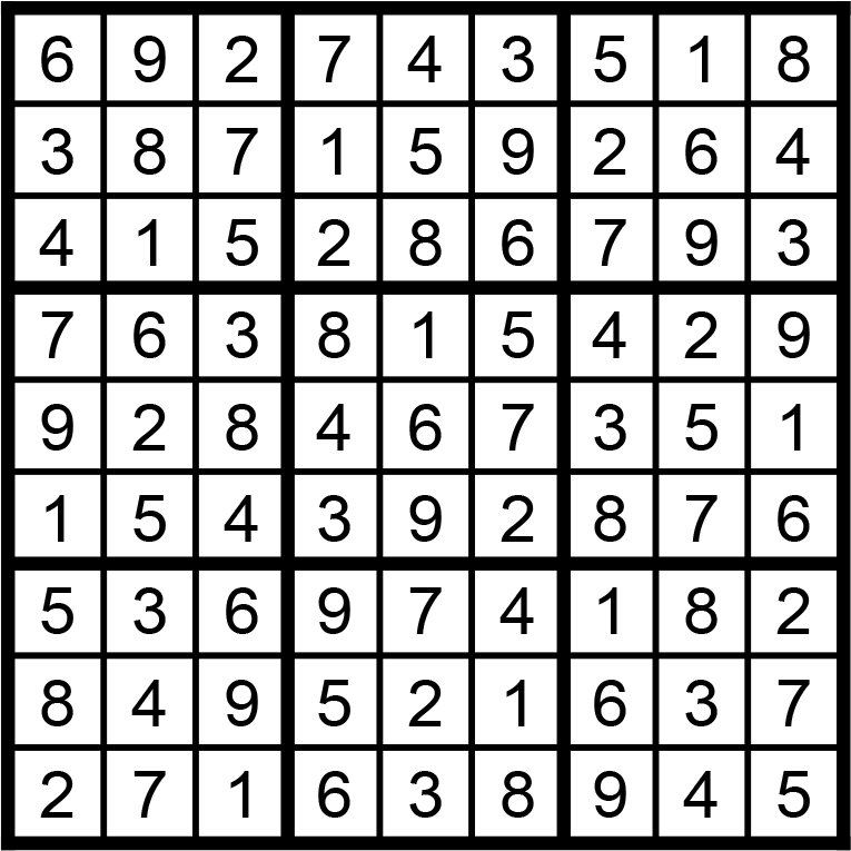 Facit till lätt sudoku i nr 1 2021