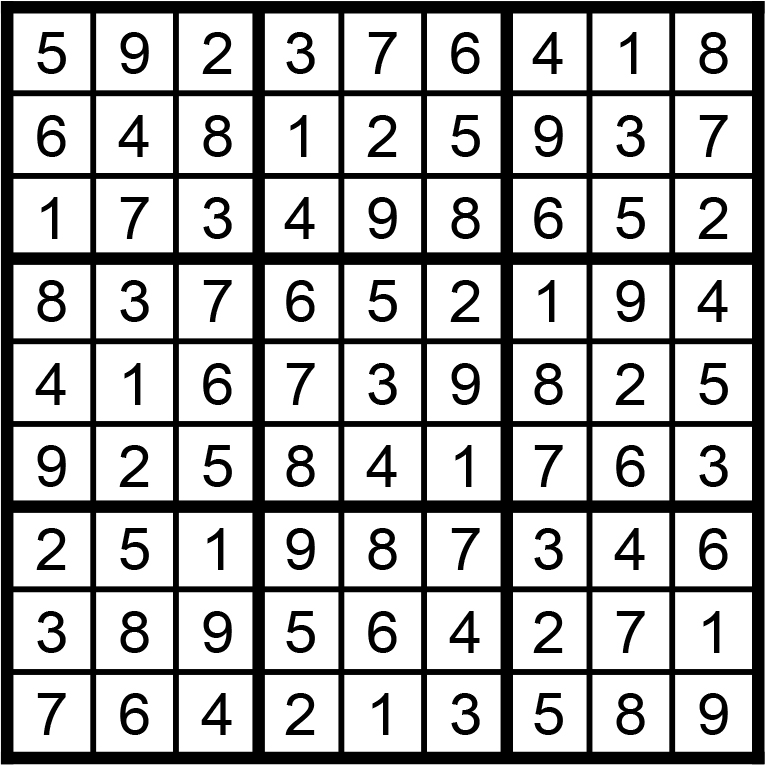 Facit till soduku medel nr 1 2021
